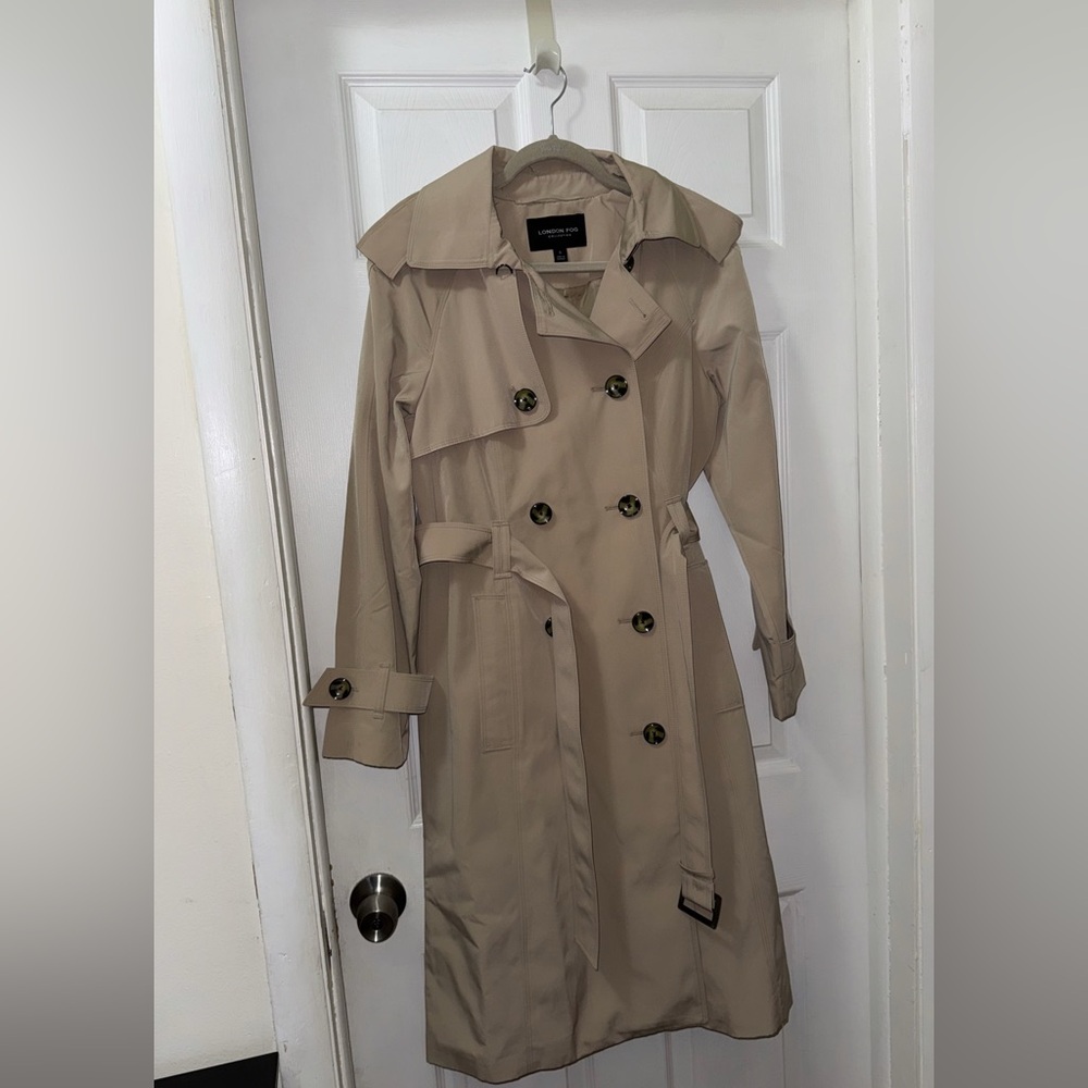 London Fog Women's Beige Double-Breasted Trench Coat